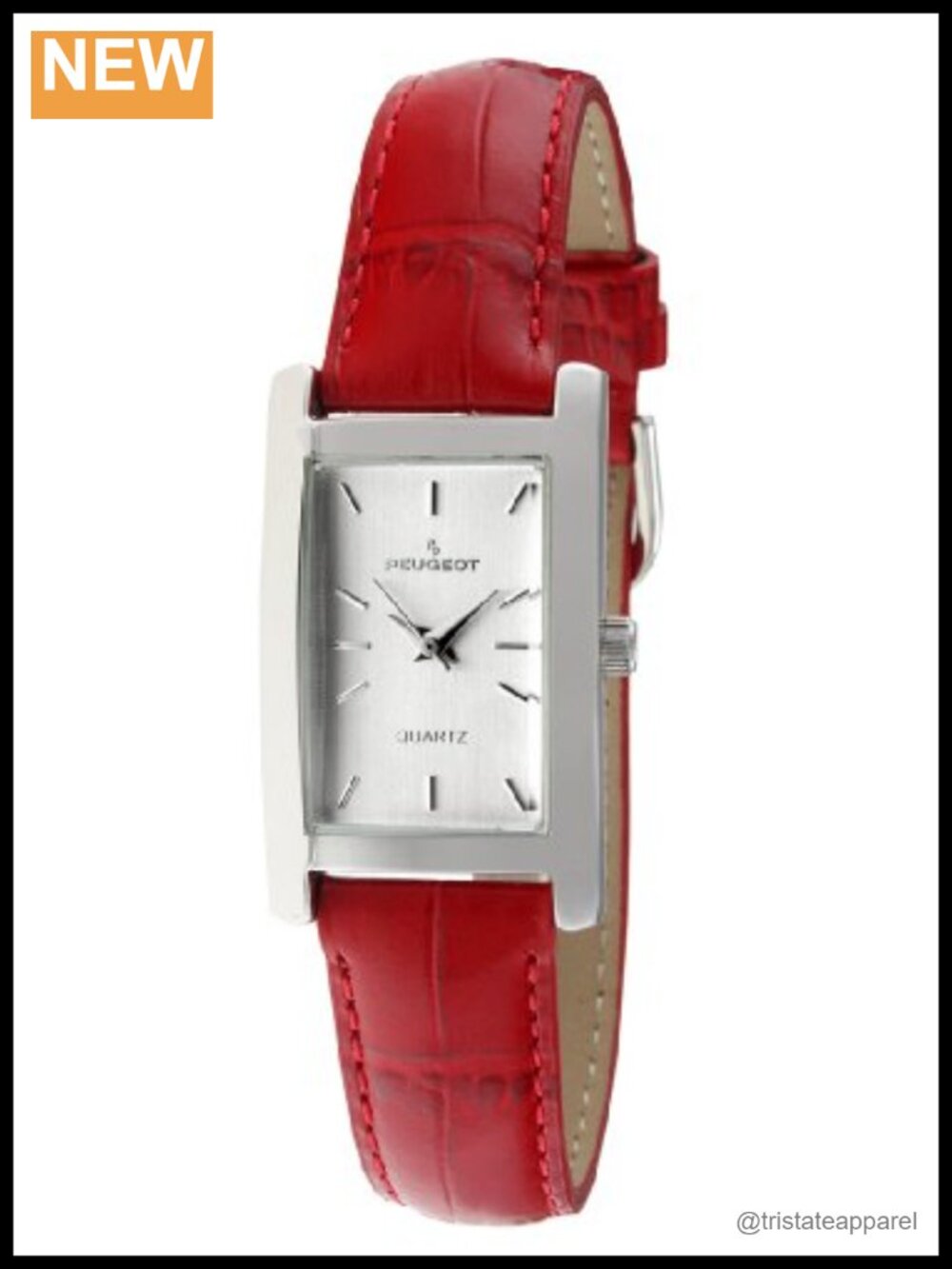 Peugeot Women's Rectangular H Shaped Case Analog Dress Watch with Croco